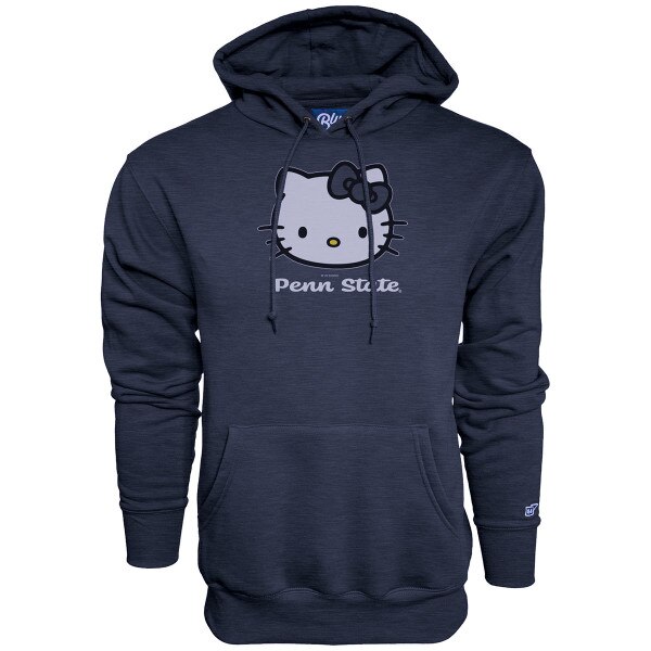 navy heather hooded sweatshirt Hello Kitty with script Penn State